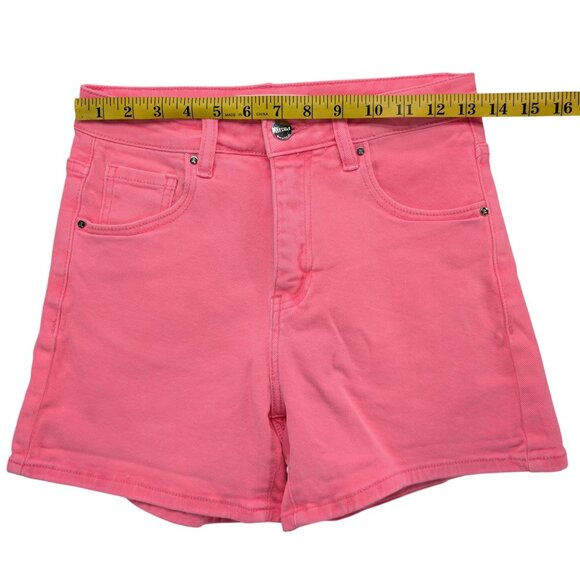 Risen Jeans Denim Shorts Womens Hot Pink High Rise Cotton Stretch 4" Size S - Picture 6 of 10